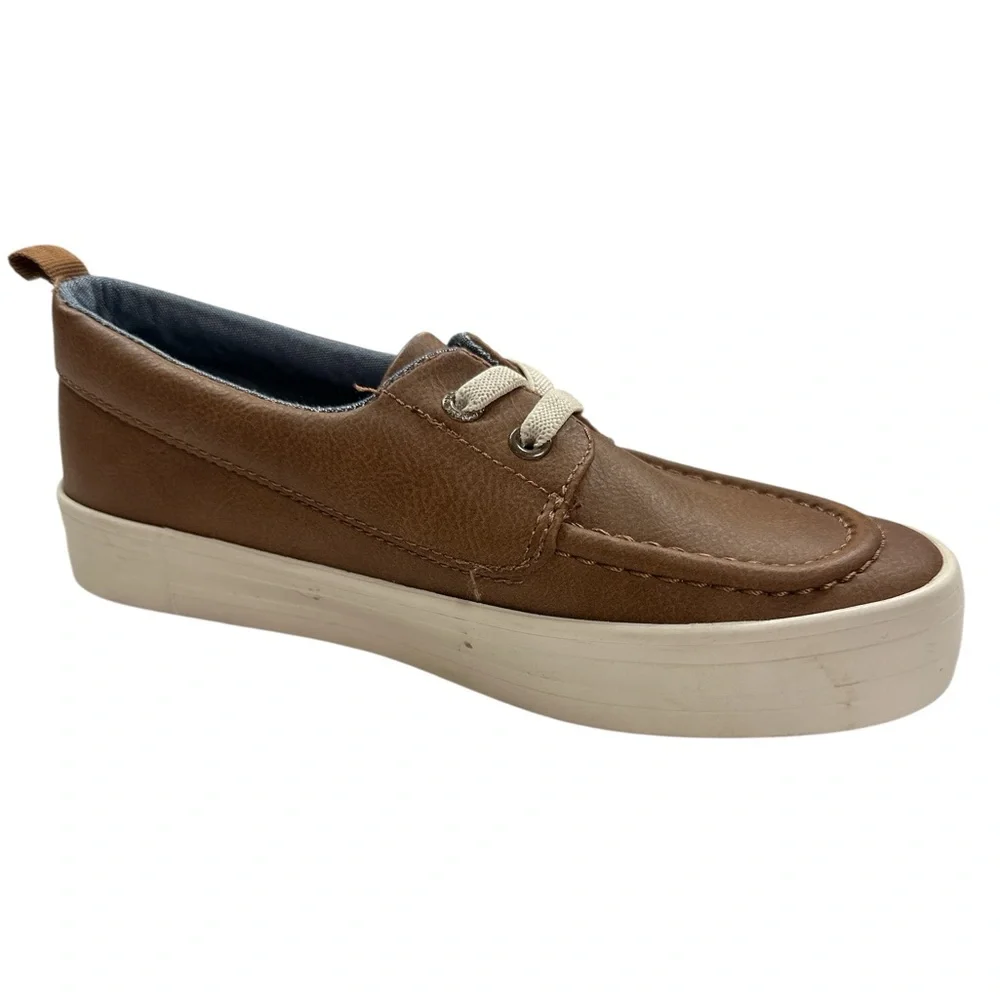 Old Navy Boys Cognac Slip-on Mock Lace Prep Shoes Size 2 Preowned